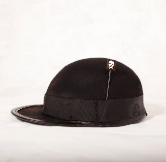 Stan Gaz Handmade 100% beaver fur felt, made in USA. Blocked, sewn, custom logo patch. Leather sweat band with branded logo. Hat is available in Large. It can be custom made in whatever size needed.