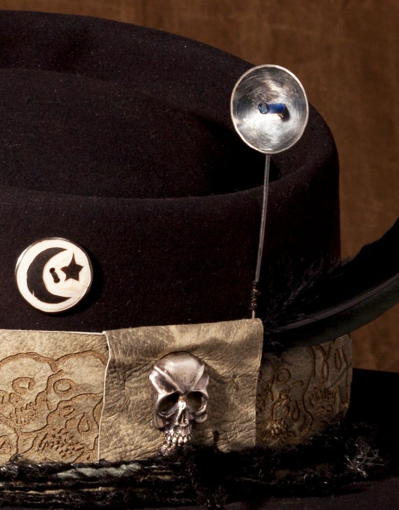 Handmade radio telescope hat pin. Silver with gemstone. MAKING, SHIPPING SCHEDULE: I am a solo-artisan that works full time at my craft. I make each of these hats/jewelry by hand myself.