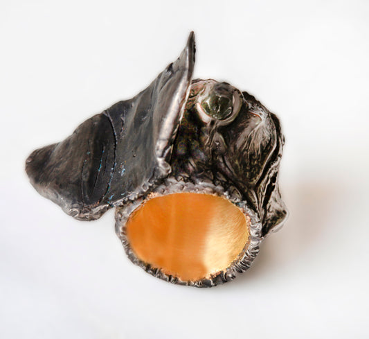 Handmade Crocodile Ring, lost wax casting method, silver . The ring is cast from real crocodile skin. This ring can be custom made in any ring size requested.